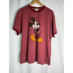 Vintage 90s Walt Disney‎ World Mickey Mouse Graphic T-Shirt Maroon 2XL